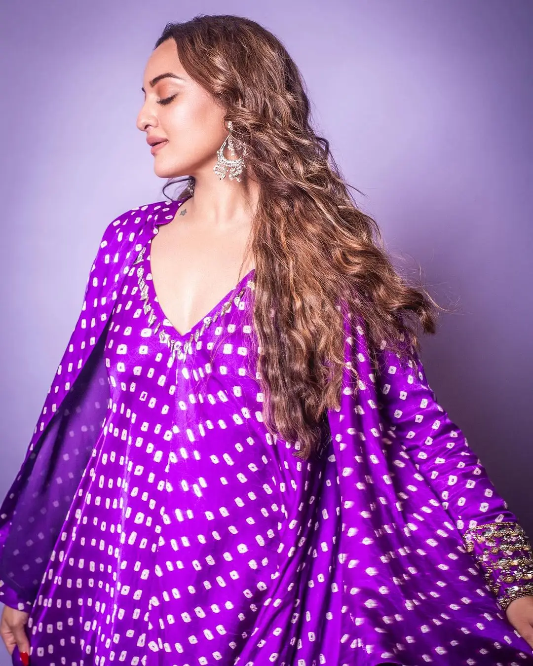 Sonakshi Sinha In North Indian Traditional Violet Gown